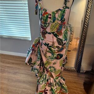 Elegant Pink Floral Midi Dress